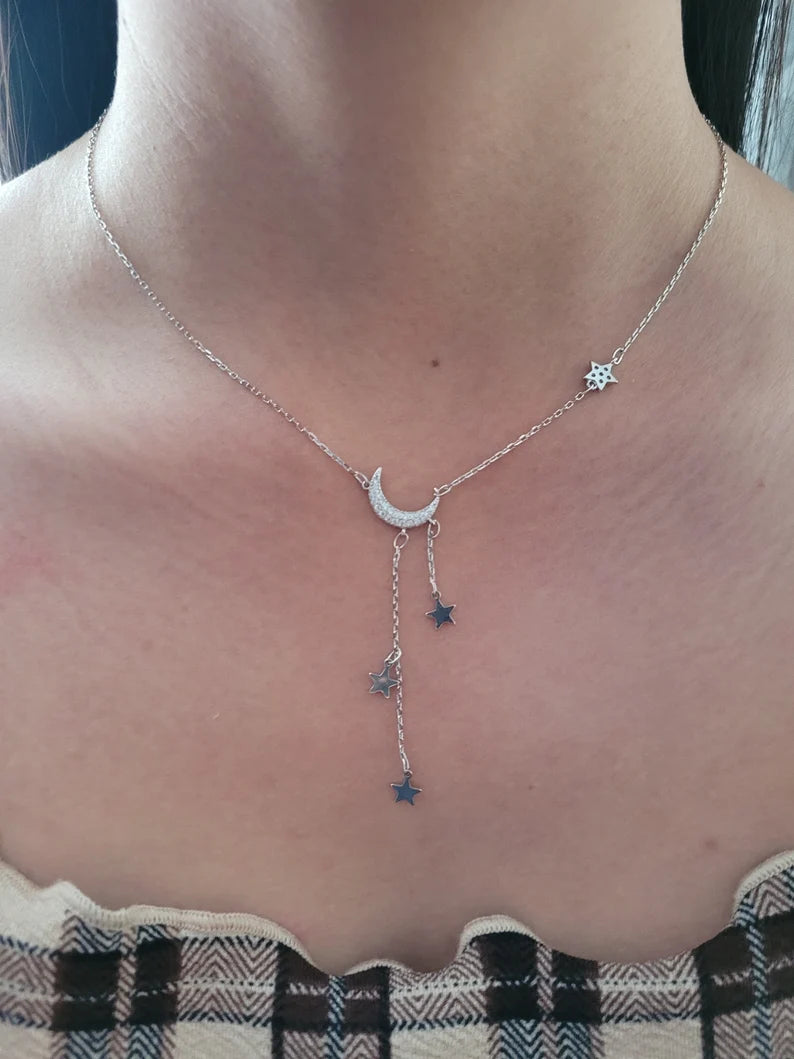 Collana Luna e Stelle Argentata