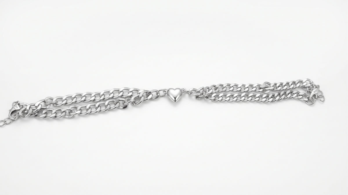 Bracciale con Cuore a Doppia Catena