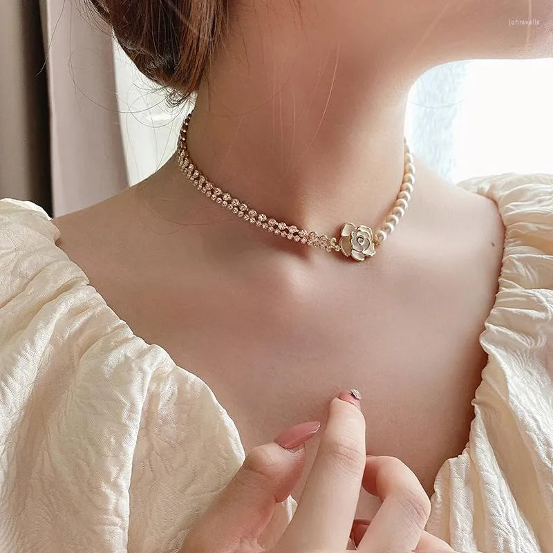 Collana Perle e Oro con Fiore