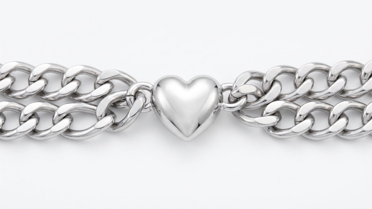 Bracciale con Cuore a Doppia Catena
