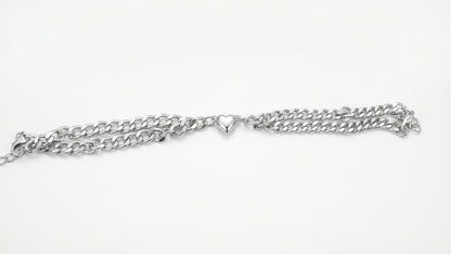 Bracciale con Cuore a Doppia Catena